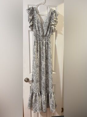 Express White and Black Spot Print Maxi Dress